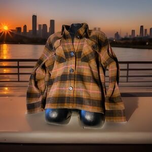 BB Dakota Steve Madden Shacket Button Down Shirt Jacket Brown Pink Women's XXL